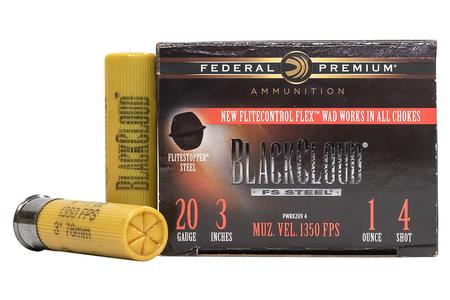 FEDERAL AMMUNITION 20 Gauge 3 in 1 oz 4-Shot Black Cloud 25/Box