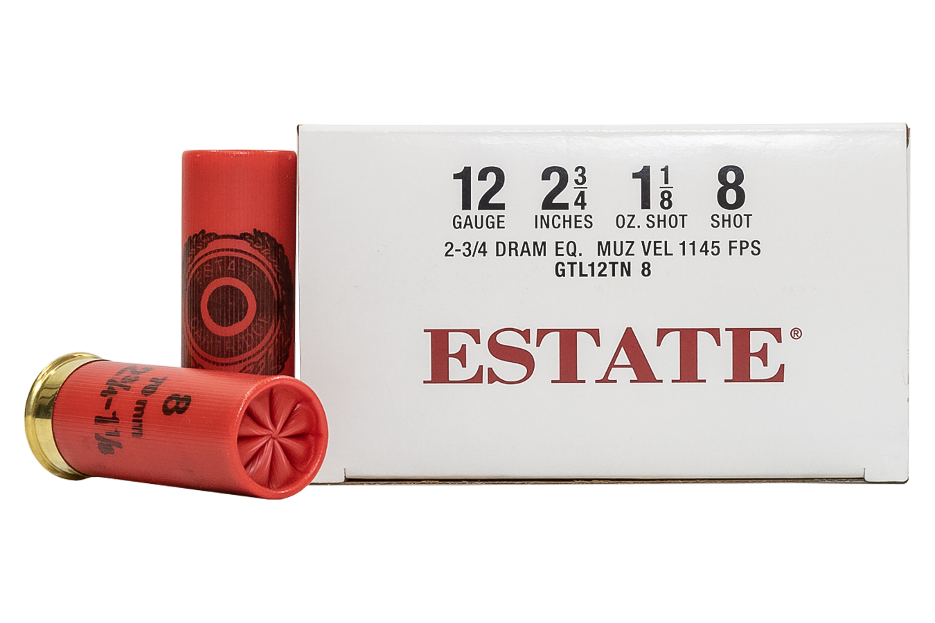 Estate Cartridge 12 Gauge 2-3/4 in 1-1/8 oz 8-Shot Police Trade Ammo 25/Box