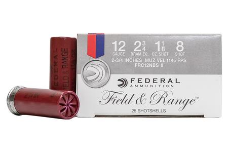 FEDERAL AMMUNITION 12 Gauge 2-3/4 in 1-1/8 oz 8-Shot Field and Range Trade Ammo 25/Box