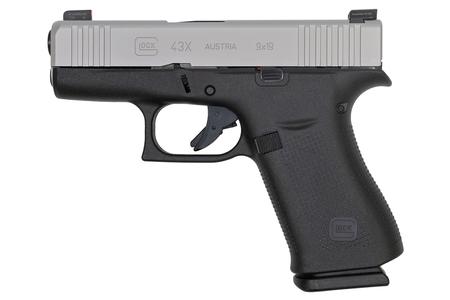 GLOCK 43X 9mm 10-Round Pistol with Silver Slide and AmeriGlo Bold Night Sights