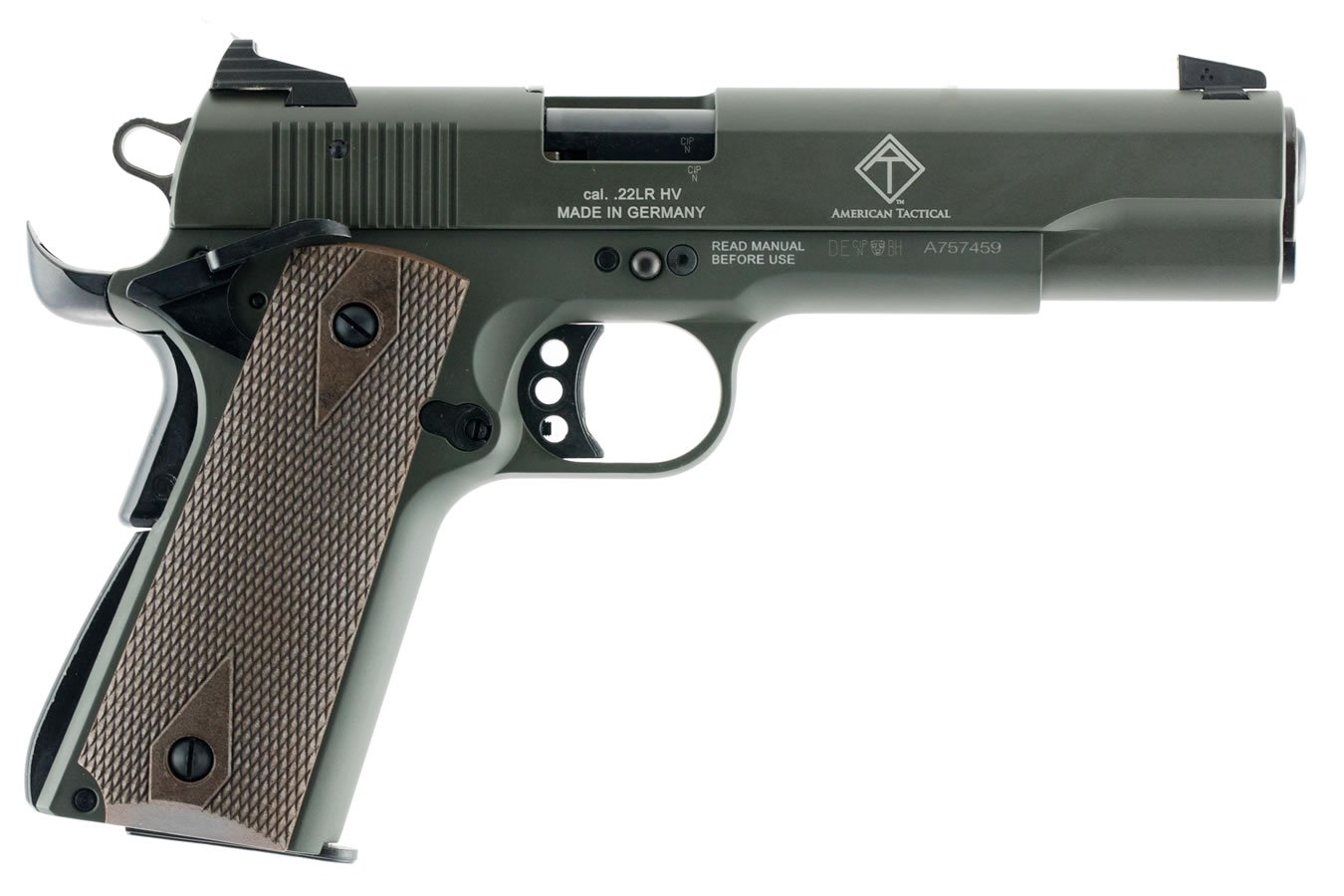 GSG 1911-22 22LR OD GREEN RIMFIRE PISTOL WITH THREADED BARREL