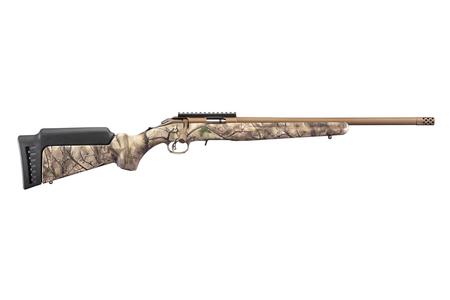 RUGER AMERICAN RIMFIRE 22 LR 18 IN THREADED BBL BRONZE CERAKOTE GO WILD CAMO STOCK