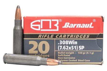 BARNAUL 308 Winchester 140 Gr Soft Point Steel Polycoated Case 20/Box