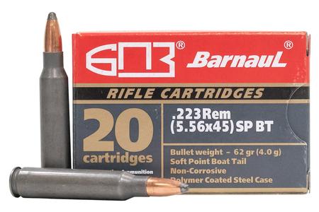 BARNAUL 223 Remington 62 Grain SP Steel Polycoated Case 20/Box
