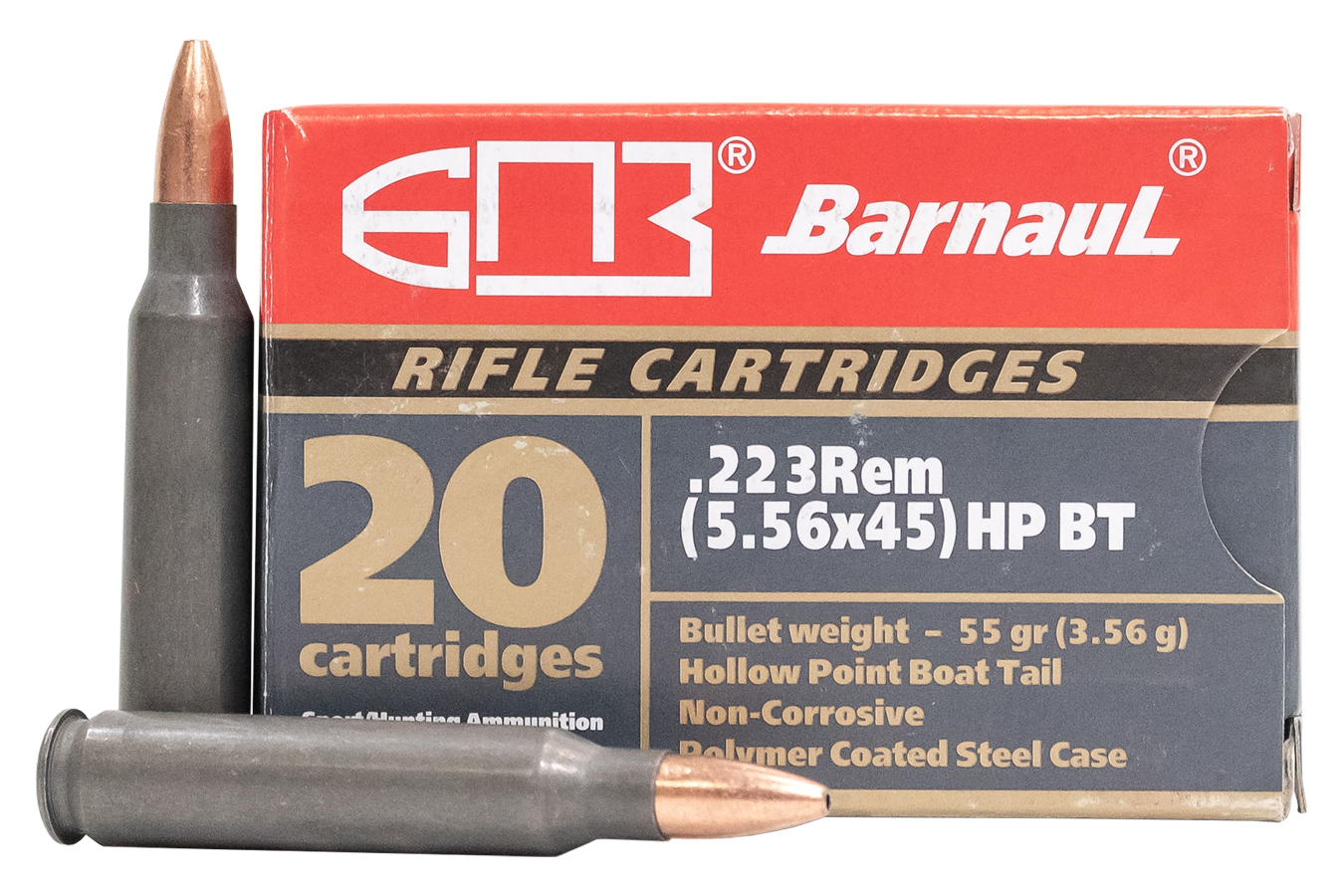 BARNAUL 223 REM 55 GR HPBT STEEL POLYCOATED CASE