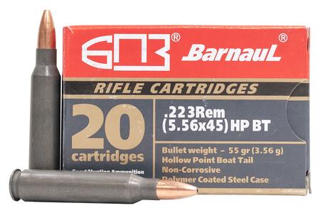 BARNAUL 223 Remington 55 gr HP Steel Polycoated Case 20/Box
