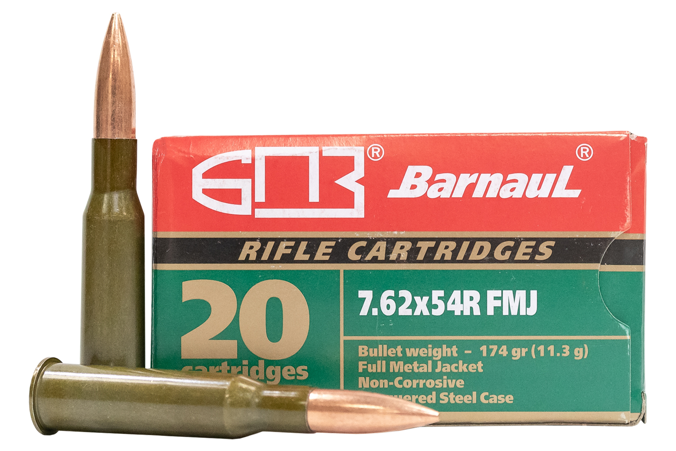 BARNAUL 7.62X54R 174 GR FMJ STEEL LACQUERED CASE