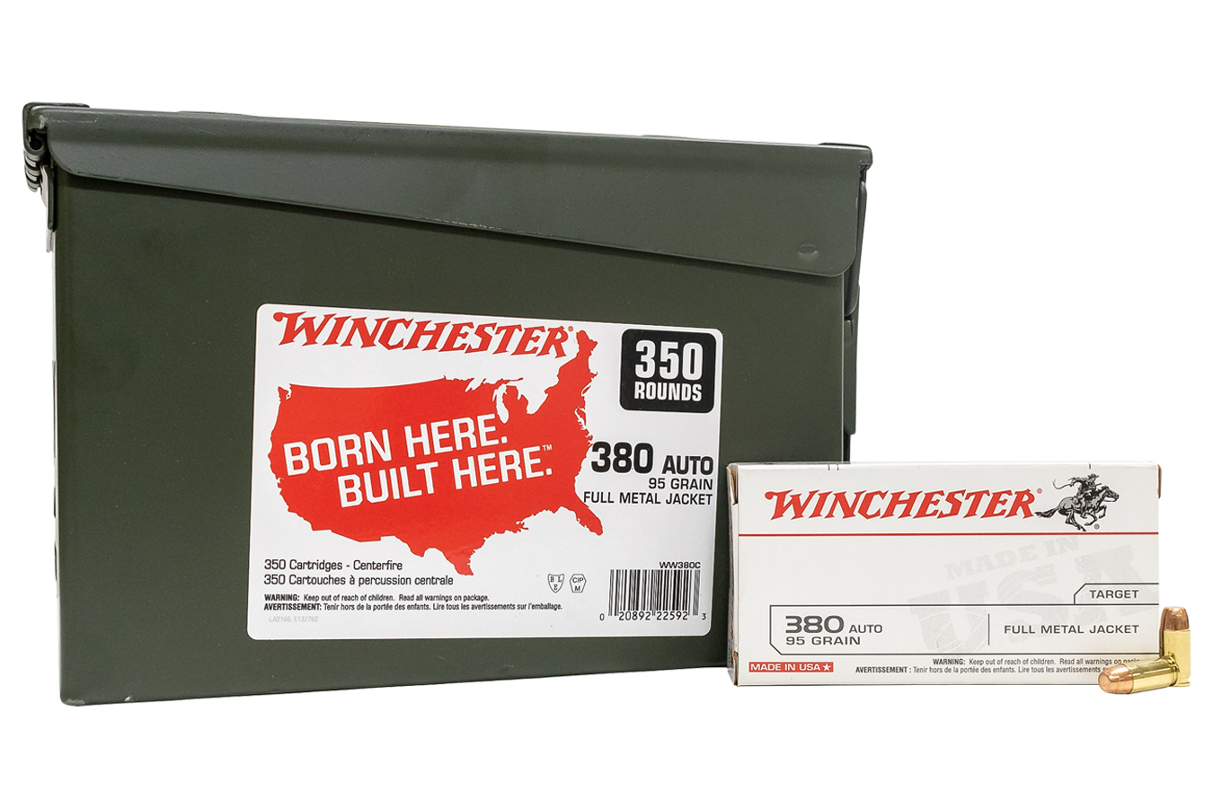 WINCHESTER AMMO 380 AUTO 95 GR FMJ AMMO CAN