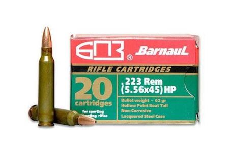 BARNAUL 223 Remington 62 Grain HP Steel Polycoated Case 20/Box