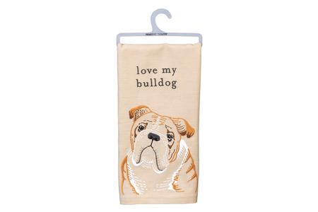 LOVE MY BULLDOG DISH TOWEL