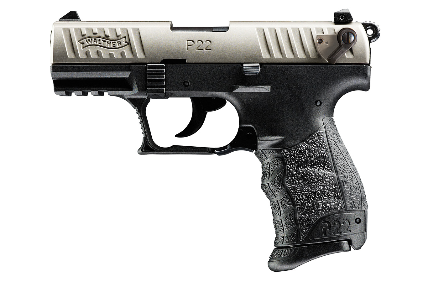 WALTHER P22 QD 22LR RIMFIRE PISTOL WITH NICKEL SLIDE