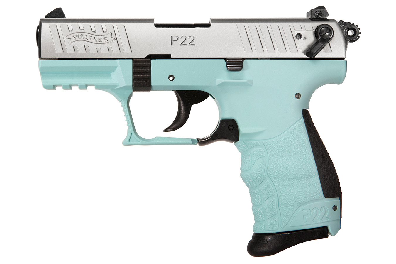 WALTHER P22Q 22 LR SEMI AUTO PISTOL WITH ANGEL BLUE FRAME