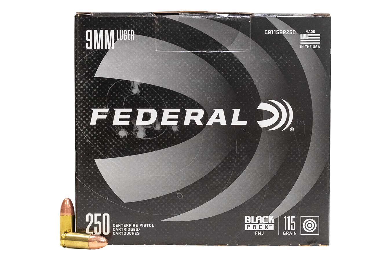 FEDERAL AMMUNITION 9MM 115 GR FMJ BLACK PACK