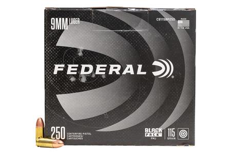 FEDERAL AMMUNITION 9mm Luger 115 gr  FMJ Black Pack 250/Box