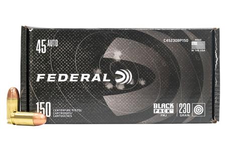 FEDERAL AMMUNITION 45 ACP 230 gr FMJ Black Pack 150/Box