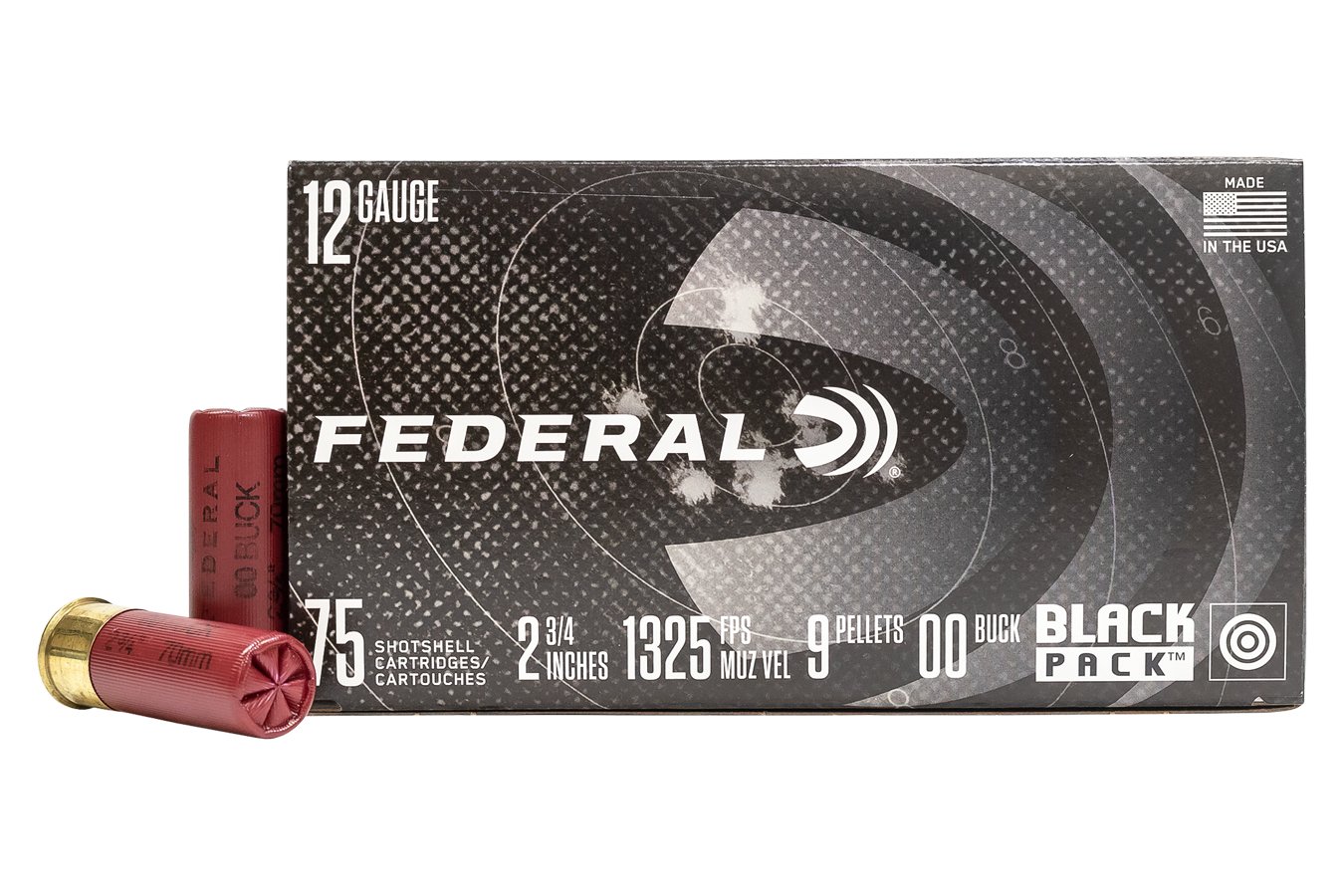 Federal 12 Gauge 2-3/4 In 00 Buckshot Black Pack 75/Box