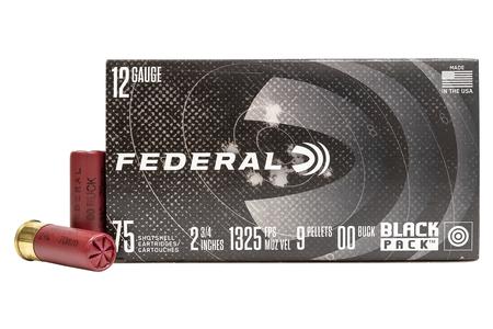 FEDERAL AMMUNITION 12 Gauge 2-3/4 In 00 Buckshot Black Pack 75/Box