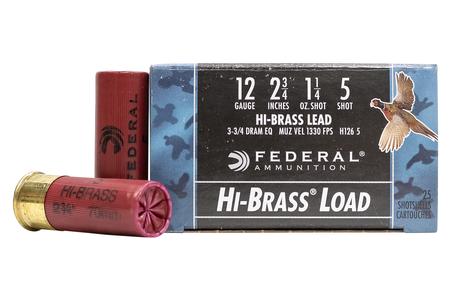 FEDERAL AMMUNITION 12 Gauge 2-3/4 Inch 1-1/4 oz 5 Shot Hi-Brass Load 25/Box