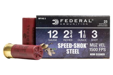 FEDERAL AMMUNITION 12 Gauge 2-3/4 1-1/8oz 3 Shot Speed-Shok 25/Box