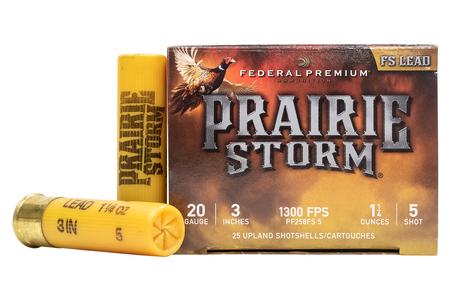 FEDERAL AMMUNITION 20 Gauge 3 Inch 1-1/4 oz 5 Shot Prairie Storm FS Lead 25/Box