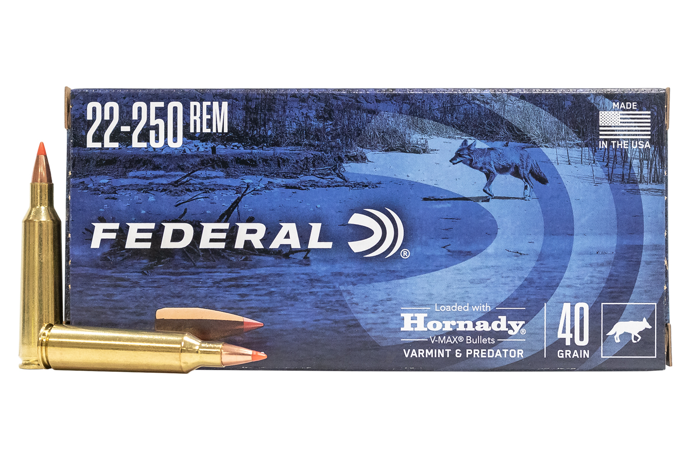 Federal 22-250 Rem 40 Grain Hornady V-Max Varmint and Predator 20/Box | Vance Outdoors