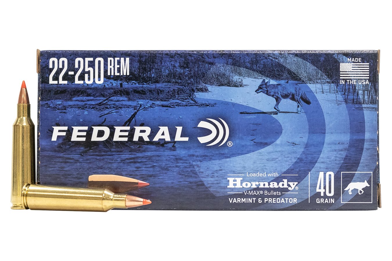 FEDERAL AMMUNITION 22-250 REM 40 GR HORNADY V-MAX