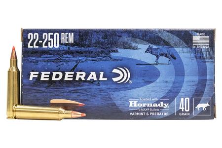 FEDERAL AMMUNITION 22-250 Rem 40 Grain Hornady V-Max Varmint and Predator 20/Box