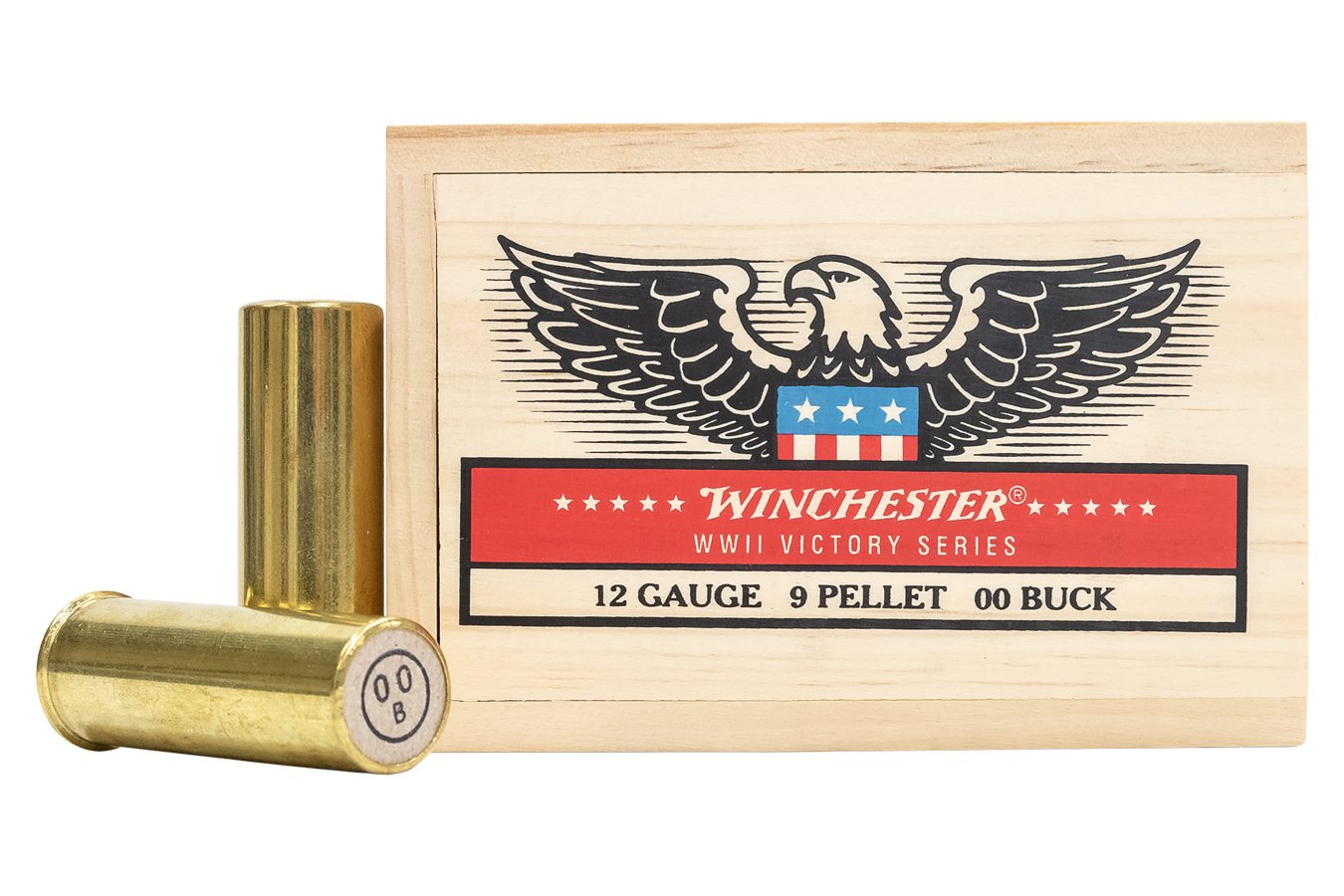 WINCHESTER AMMO 12 GA BRASS 9 PELLET 00 BUCK WWII VICTORY SERIES