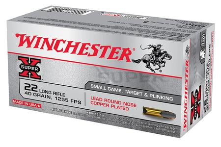 WINCHESTER AMMO 22LR 40 gr Lead Round Nose Copper Plated Super-X 50/Box