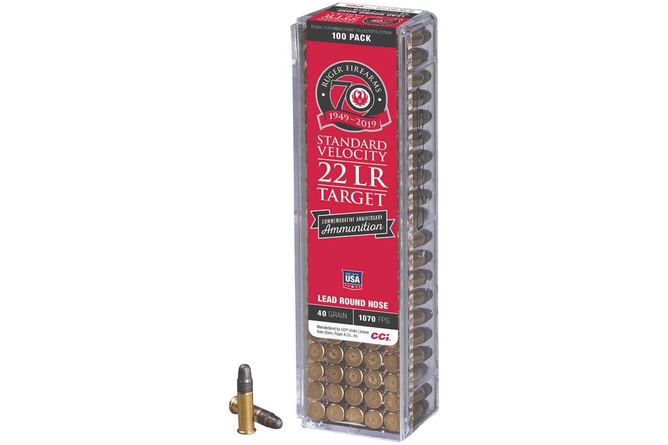 CCI AMMUNITION 22 LR 40 GR LRN RUGER 70TH ANNIVERSARY