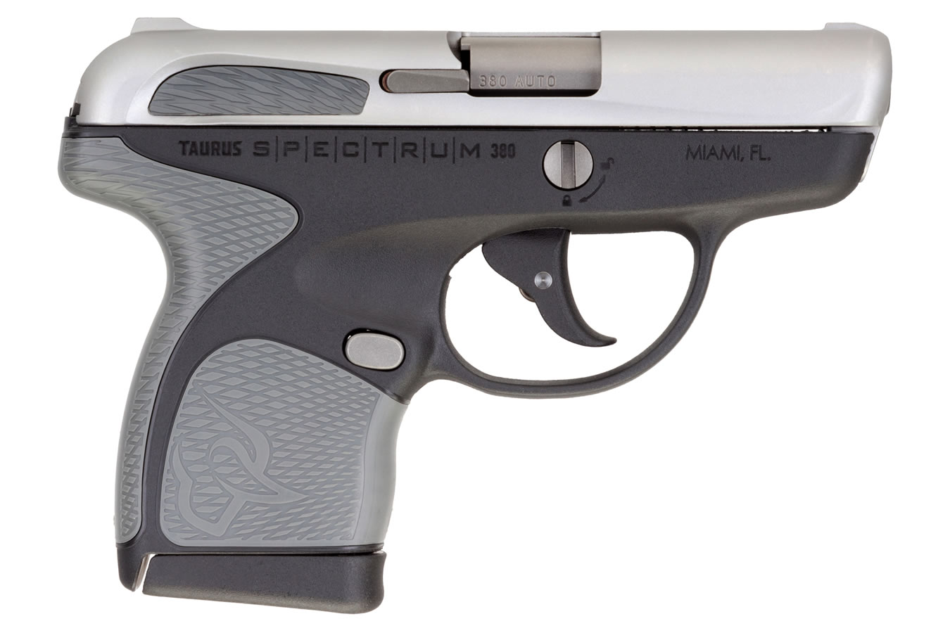 TAURUS SPECTRUM .380 AUTO BLACK/STAINLESS WITH GRAY GRIPS