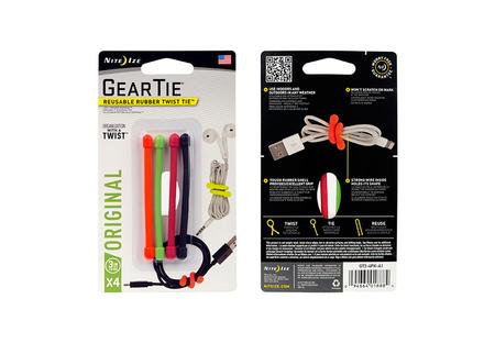 GEAR TIE REUSABLE TWIST TIE 4 PK