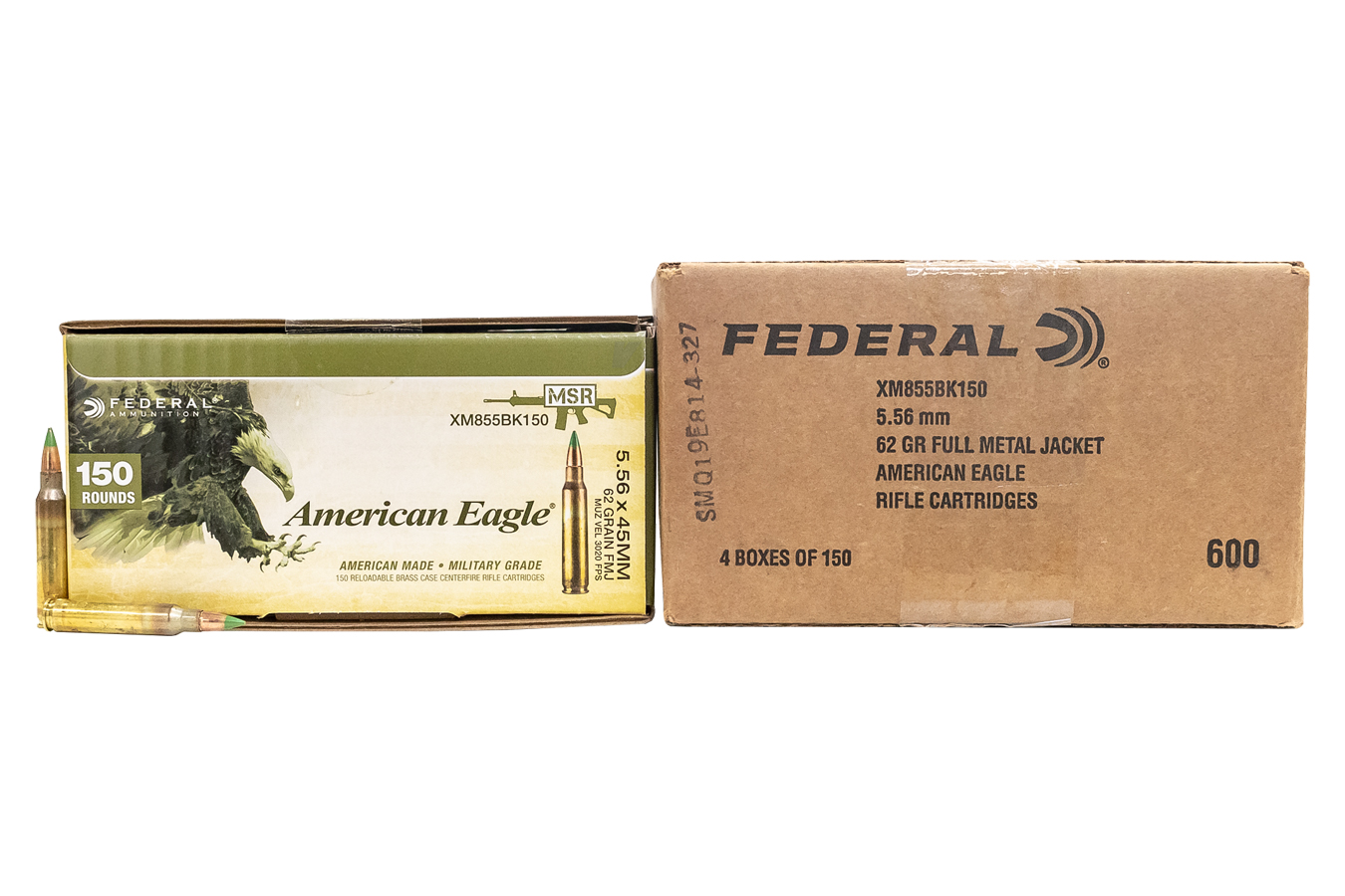 FEDERAL AMMUNITION 5.56MM NATO 62 GR FMJ BT 600 RD LOOSE PACK