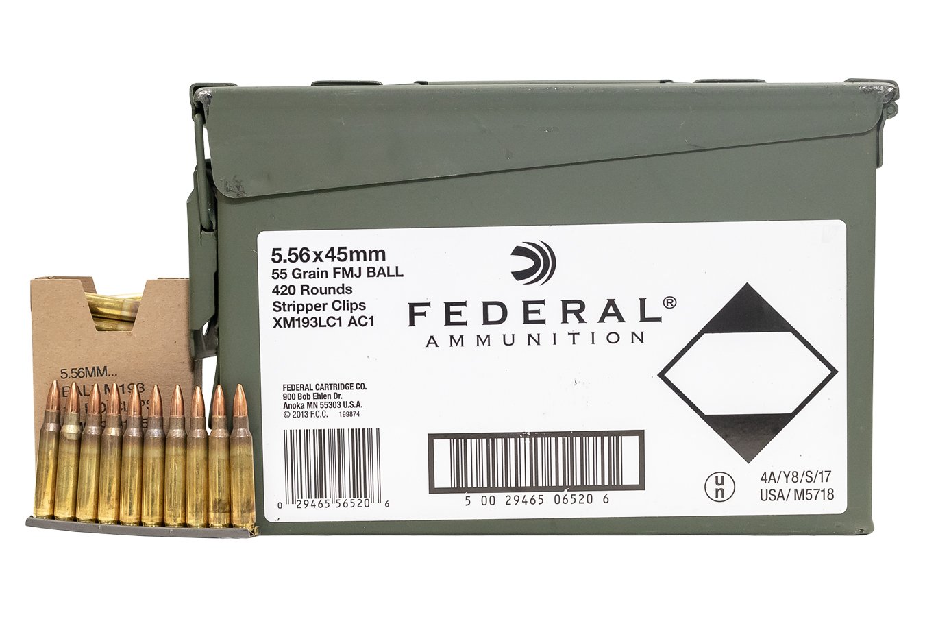 FEDERAL AMMUNITION 5.56MM NATO 55 GR FMJ CLIPPED M19A AMMO CAN