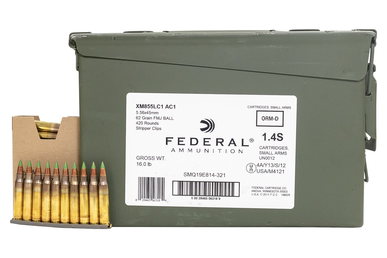 FEDERAL AMMUNITION 5.56MM NATO 62 GR FMJ 420 RD AMMO CAN