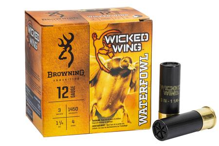 BROWNING AMMUNITION 12 Gauge 3 Inch 1 1/4 oz Wicked Wing Waterfowl 4 Shot 25/Box