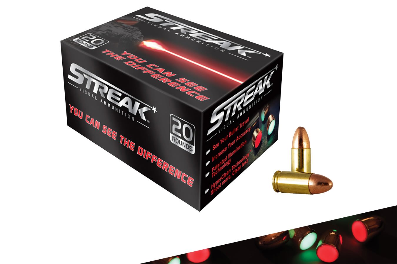 STREAK AMMO 9MM 115 GR TMJ RED