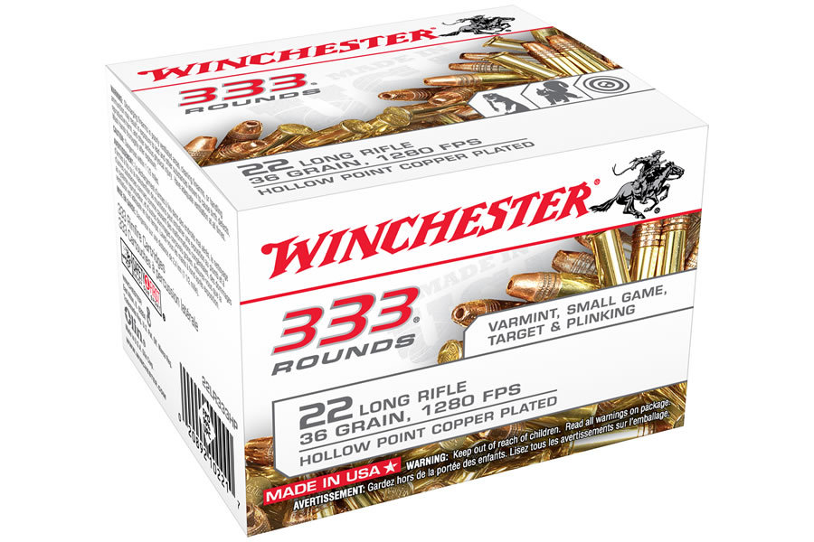 WINCHESTER AMMO 22 LR 36 GR COPPER PLATED HP 333 RDS