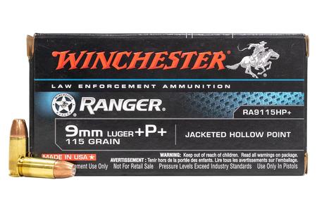 WINCHESTER AMMO 9mm +P+ 115 gr JHP Ranger Ammo 50/Box (LE)
