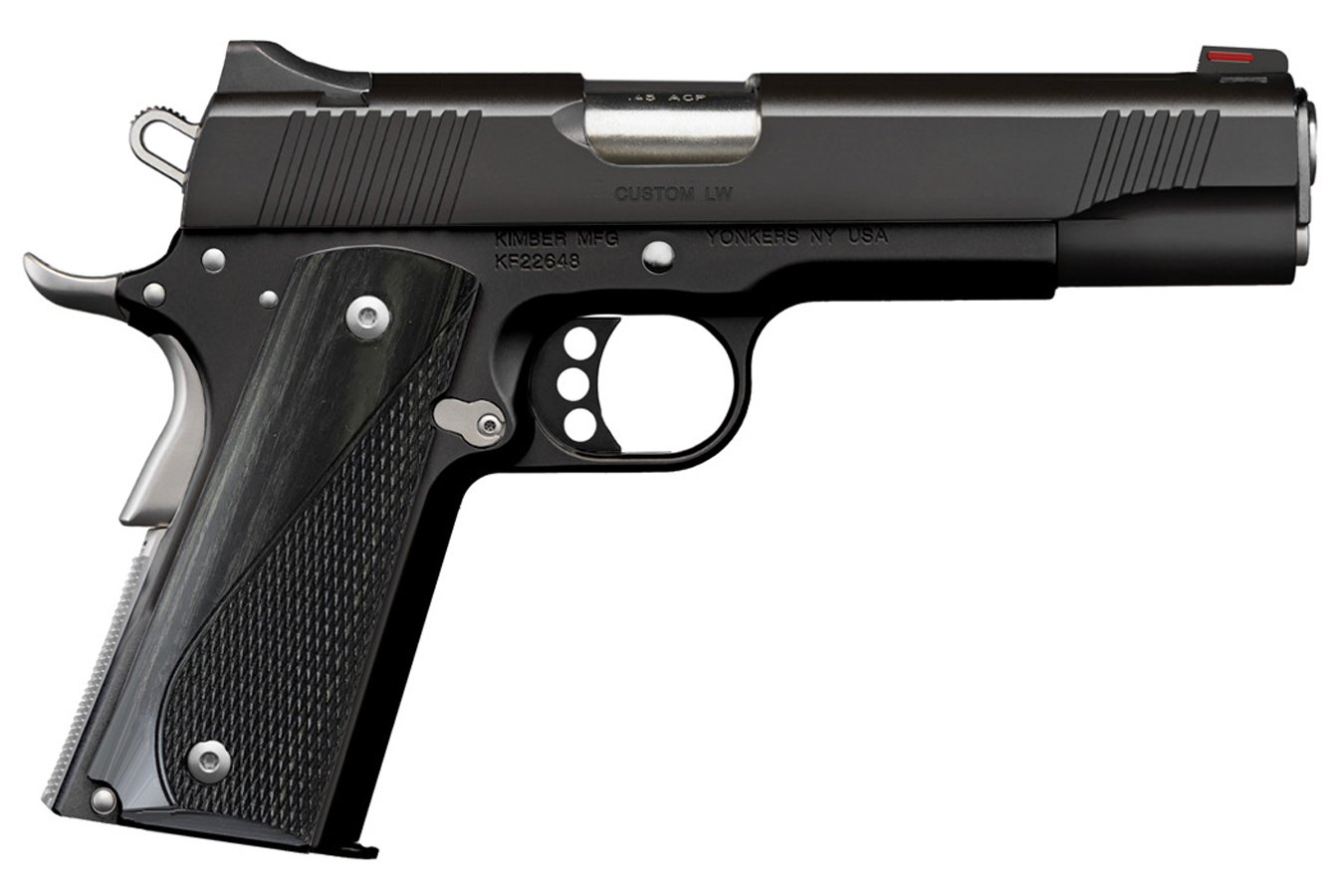 KIMBER CUSTOM LW NIGHTSTAR 45 ACP BLACK FINISH GRAY LAM GRIPS