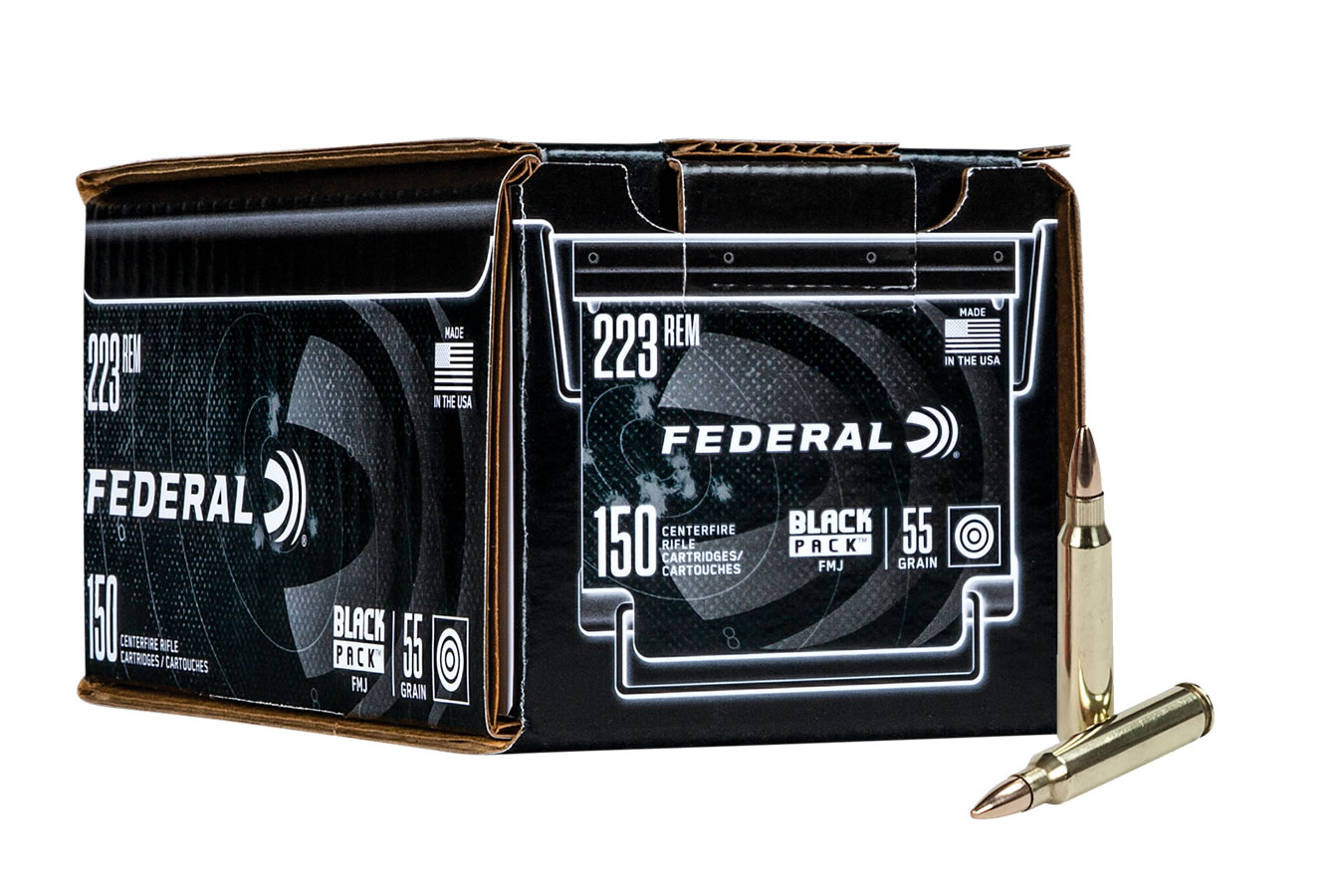 Federal 223 Rem 55 gr FMJ Black Pack 150/Box