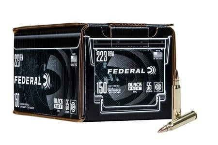 FEDERAL AMMUNITION 223 Rem 55 gr FMJ Black Pack 150/Box