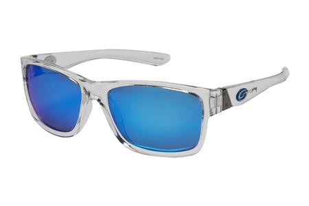 SK PLUS PLATTE WITH CRYSTAL FRAME AND WHITE/BLUE MIRROR LENSES
