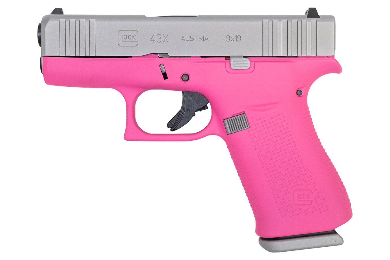 GLOCK 43X 9MM SILVER SLIDE/PINK FRAME