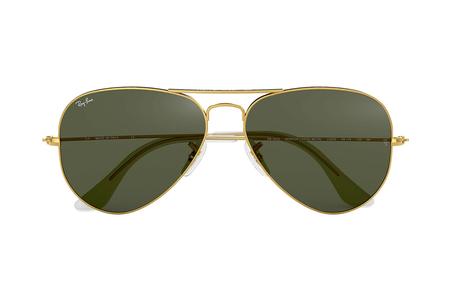 CLASSIC AVIATOR WITH LARGE GOLD METAL FRAME AND GREY/ GREEN LENSES