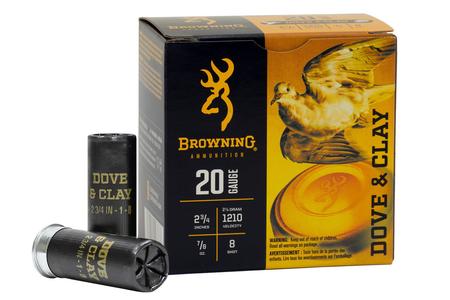 BROWNING AMMUNITION 20 Gauge 2 3/4 Inch 7/8 oz 8 Shot Dove and Clay 25/Box