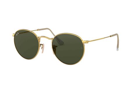 ROUND METAL WITH POLISHED GOLD FRAME AND GREEN CLASSIC G-15 LENSES