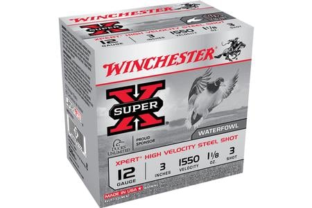 Winchester 12 GA 3 Inch 1 1/8 oz 3 Shot  Xpert High  elocity Steel Shot  25 Rounds per Box