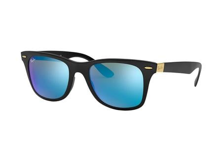 RAY BAN Wayfarer Liteforce with Matte Black Frame and Blue Mirror Flash Lenses