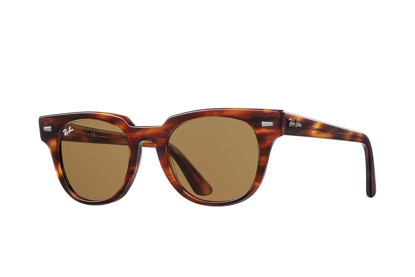 Ray-Ban Meteor Classic with Gloss Striped Havana Frame and Brown ...